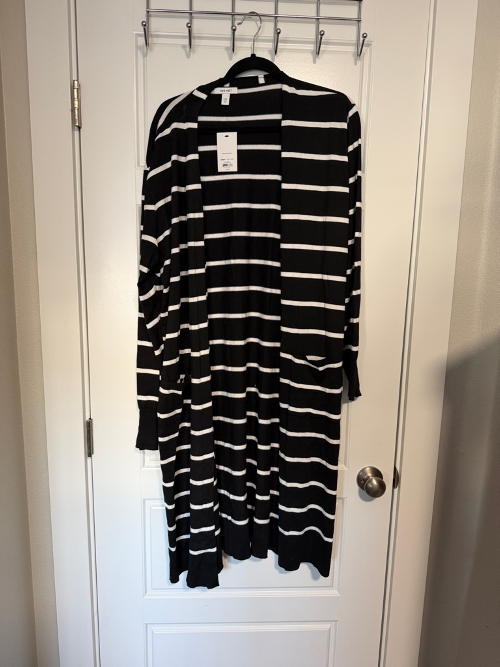 Nine West Black and White Striped Cardigan